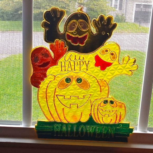 Vintage Pumpkin Time KMart Halloween Suncatcher - Picture 1 of 9